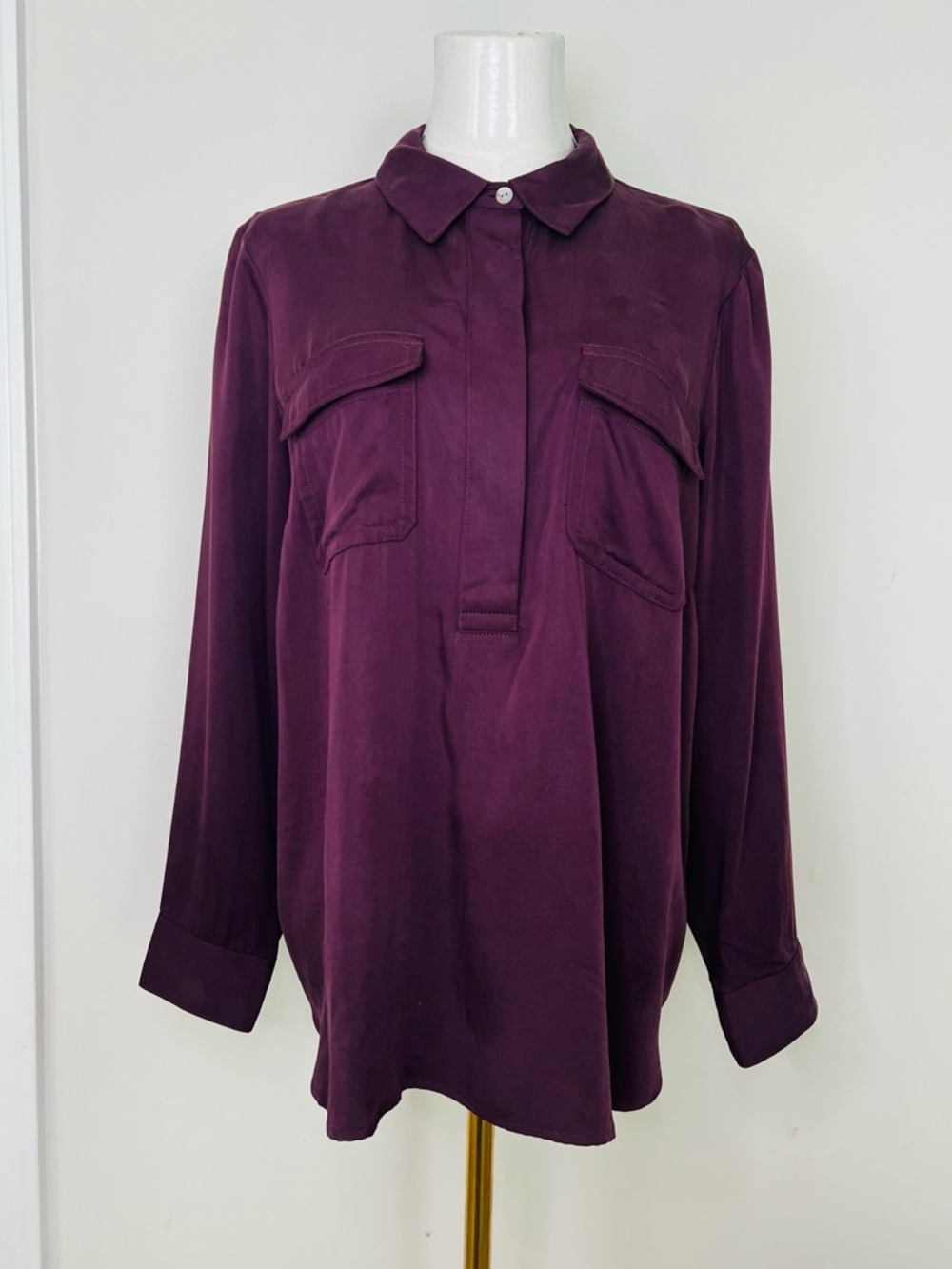 J. Jill Women’s Boyfriend Long sleeve Utility Blouse Medium Petite Casual Career